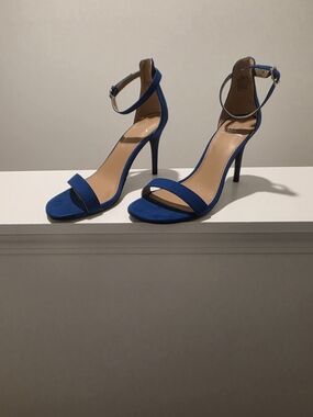 Material Girl Royal Blue Ankle-Strap Stiletto Sandals